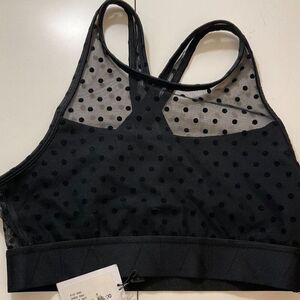 NWT Bandier Mesh Dot Sports Bra Medium Black Polka Dot Racerback‎